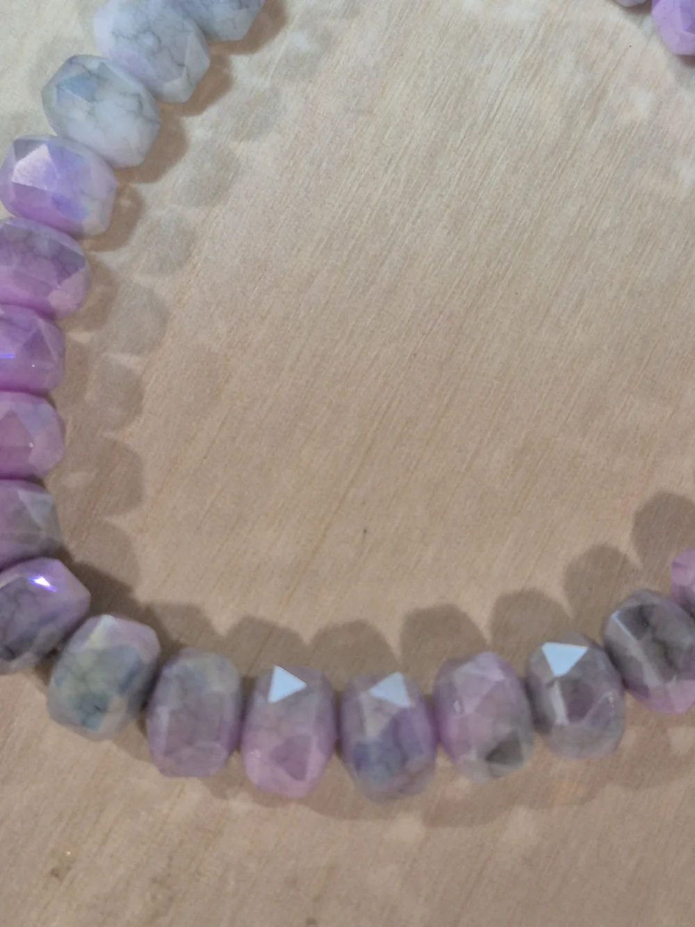 💜💚NEW💜💚 PRETTY!! Faceted MOSS AGATE WITH LAVENDAR QTZ Mix Stretch Bracelet